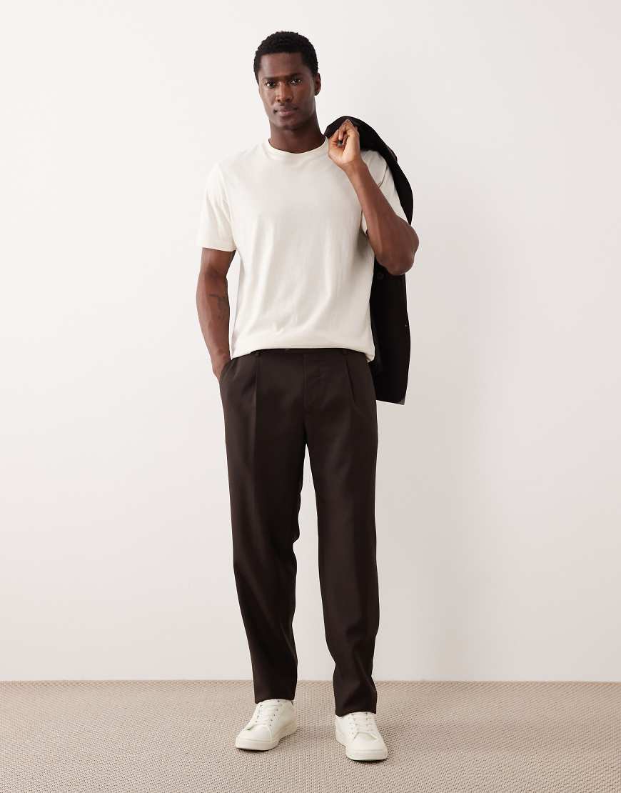 Mango - Siena - Elegante, hochwertige Anzughose aus 100% Wolle in sattem Braun-Brown von Mango