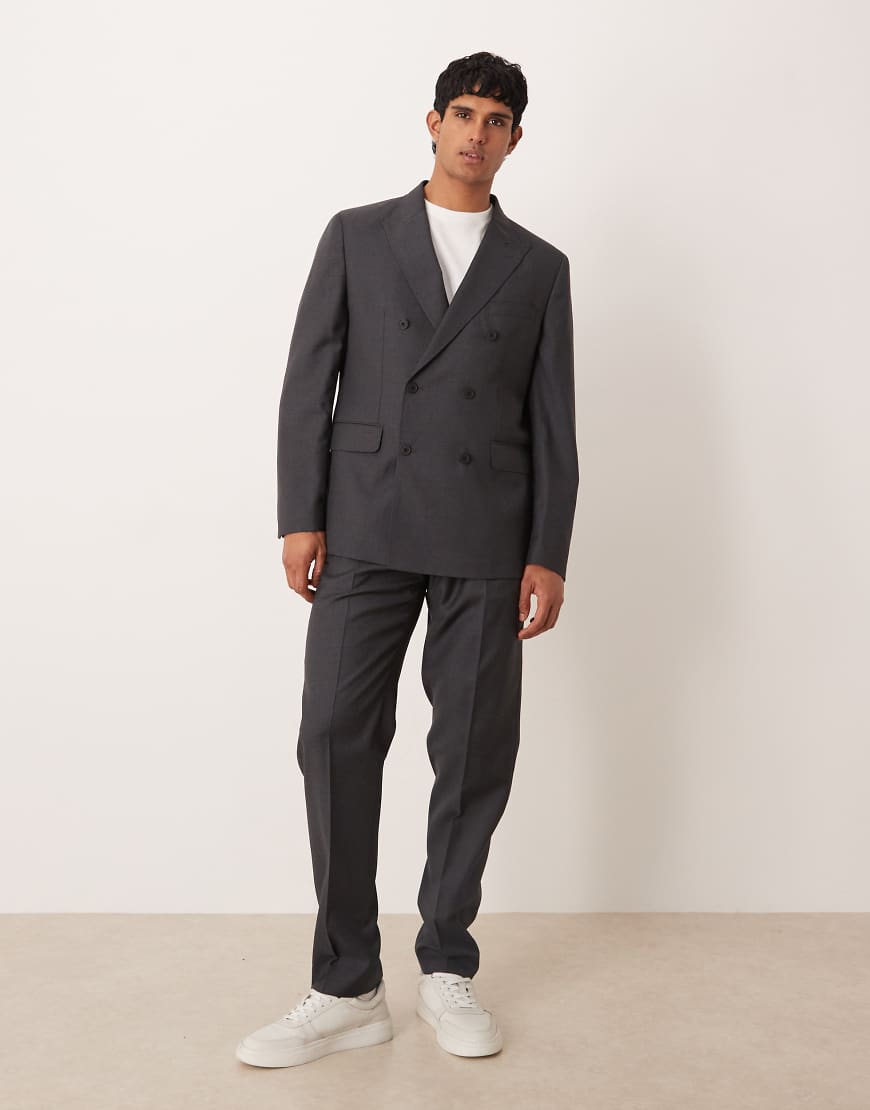 Mango - Siena - Hochwertiger, zweireihiger Anzugblazer aus 100% Wolle in Anthrazit-Grau von Mango