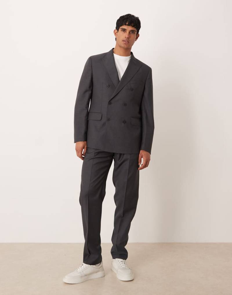 Mango - Siena - Hochwertiger, zweireihiger Anzugblazer aus 100% Wolle in Anthrazit-Grau von Mango