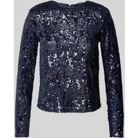 Mango Slim Fit Bluse mit Paillettenbesatz Modell 'XLENJUI' in Marine, Größe M von Mango