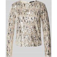 Mango Slim Fit Bluse mit Paillettenbesatz Modell 'XLENJUI' in Silber, Größe XS von Mango