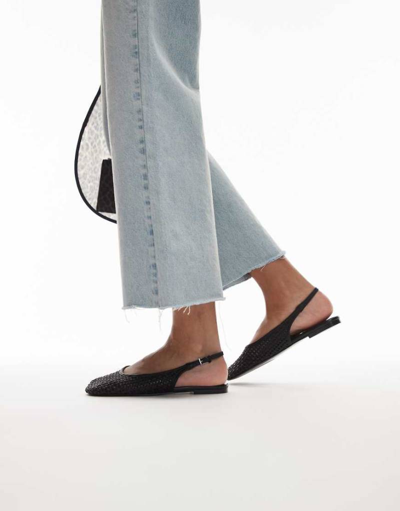 Mango - Slingback-Mules in Schwarz mit gewebtem Obermaterial von Mango