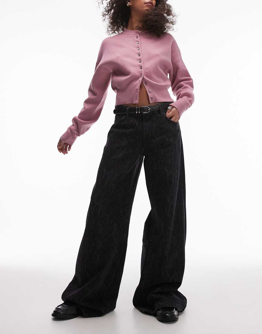 Mango - Snake - Gerade geschnittene Jeans mit Schlangenmuster in Schwarz von Mango