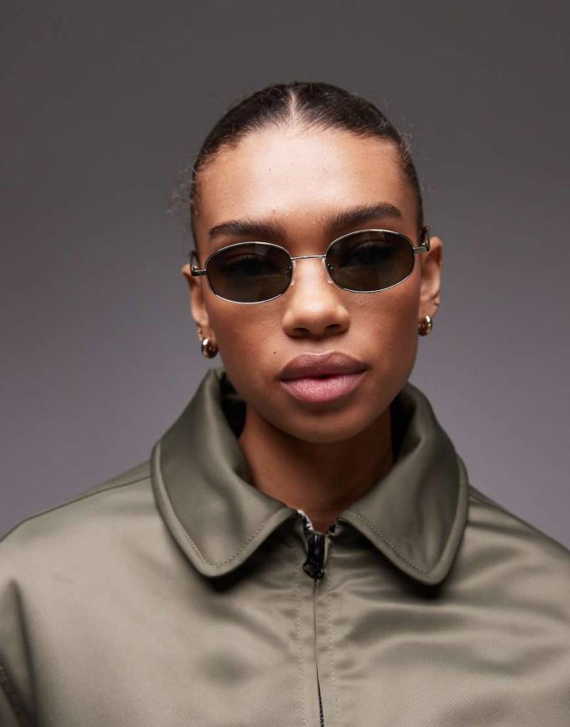 Mango - Sonnenbrille in Gold-Optik mit grün getönten Gläsern-Goldfarben von Mango