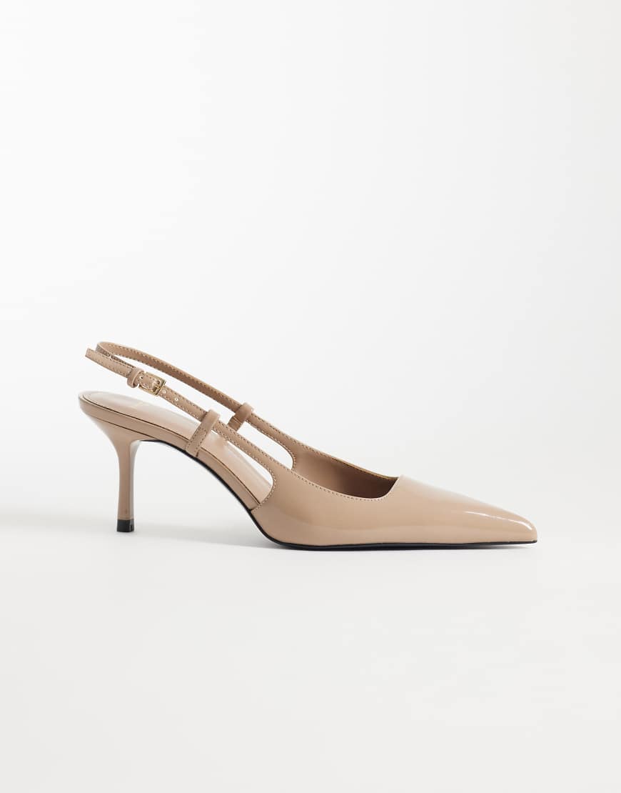 Mango - Spitze Absatzschuhe in Beige mit Fersenriemen-Rosa von Mango
