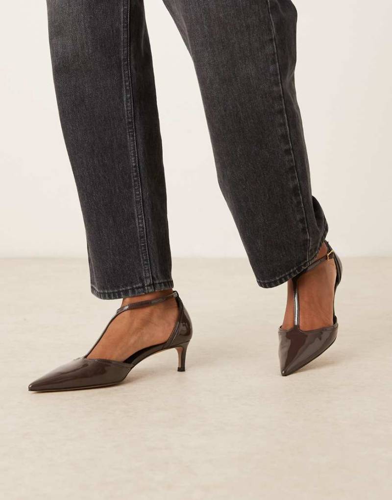 Mango - Spitze Schuhe in Schokobraun mit Kitten-Absatz-Brown von Mango