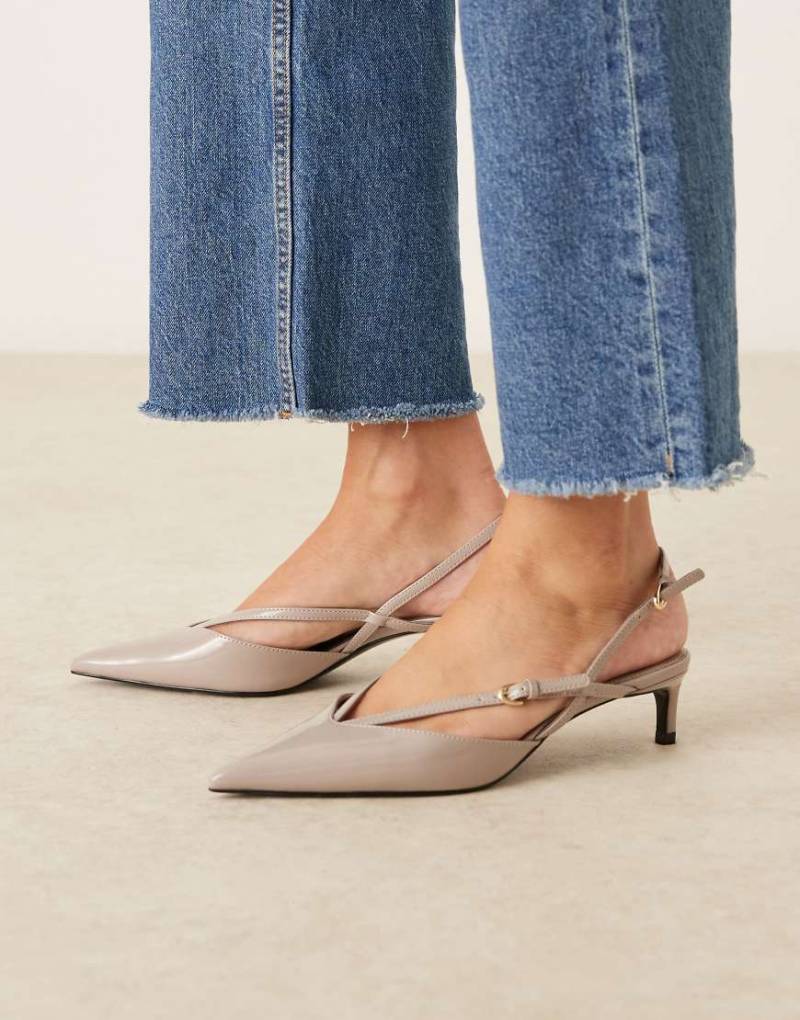 Mango - Spitze Slingback-Schuhe aus Kunstleder in Pilzbraun mit Riemchen-Detail und Absatz-Brown von Mango