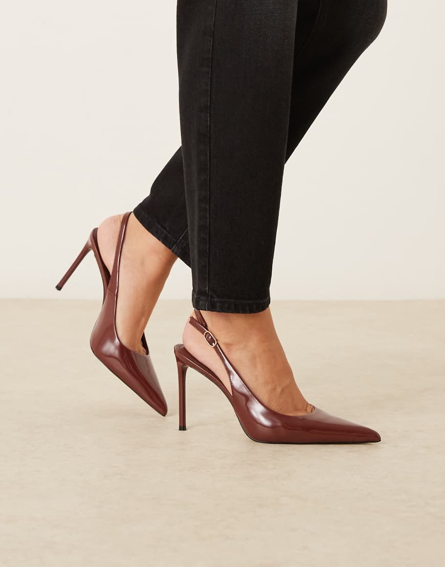 Mango - Spitze Slingback-Schuhe in Burgunderrot aus Kunstleder von Mango