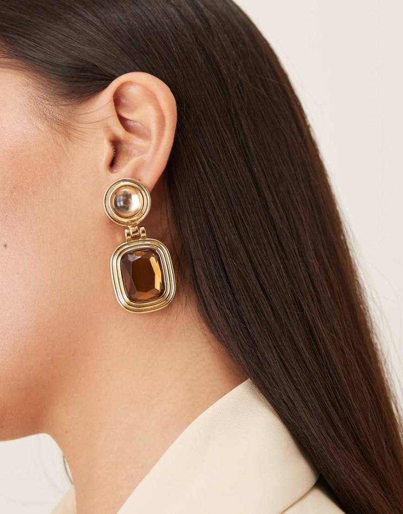 Mango - Statement-Ohrringe in Goldoptik mit Schmucksteinen-Goldfarben von Mango