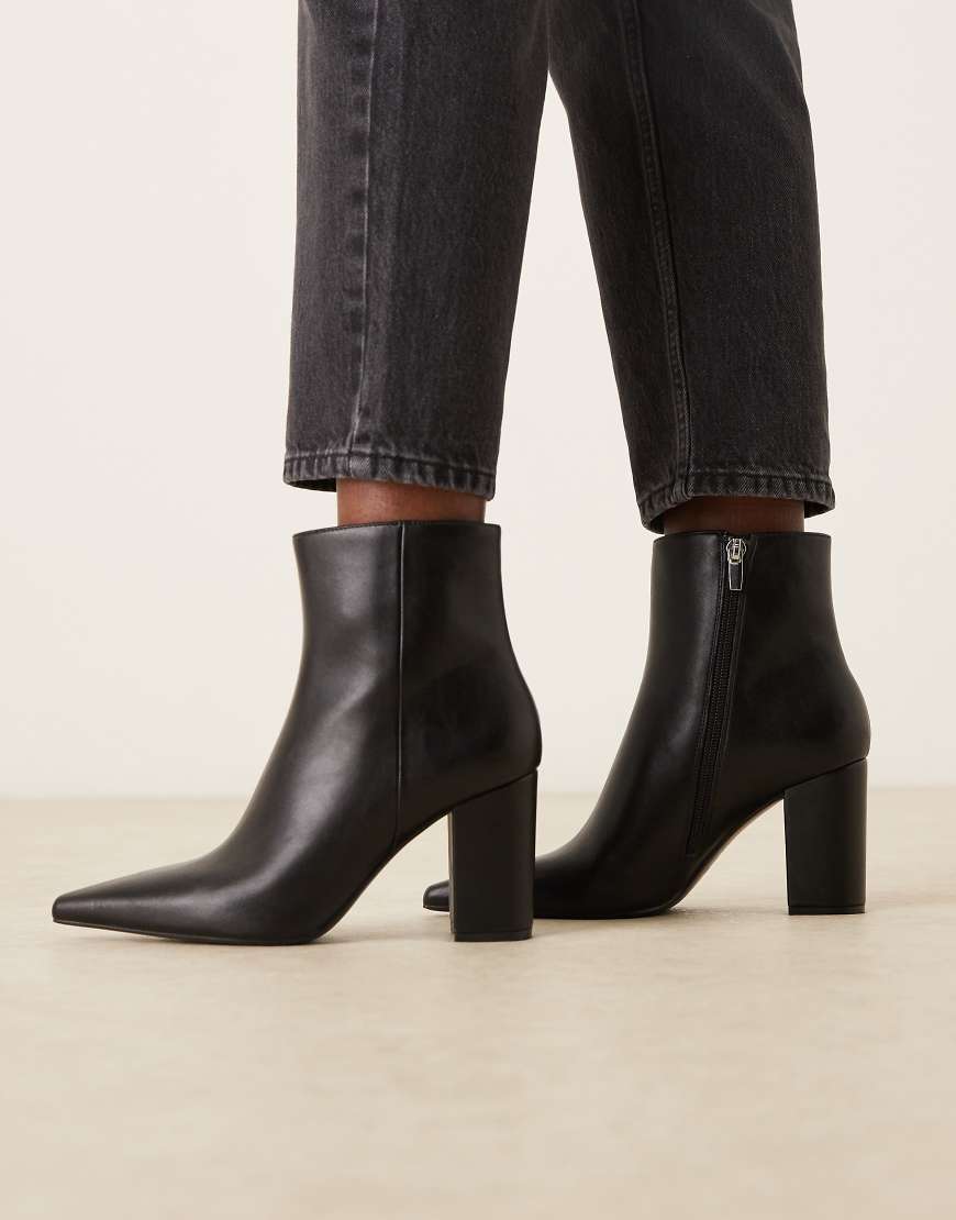 Mango - Stiefel aus strukturiertem Kunstleder in Schwarz mit Blockabsatz von Mango