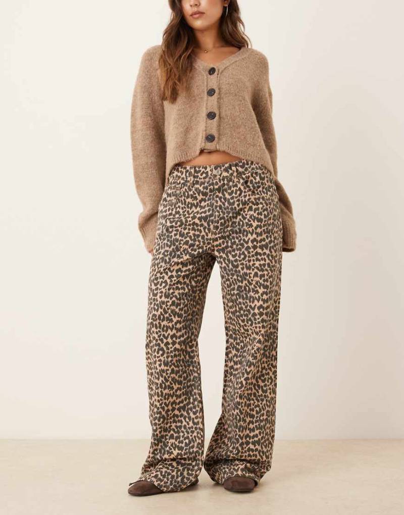 Mango - Straight Jeans aus 100% Baumwolle mit Leopardenmuster-Brown von Mango