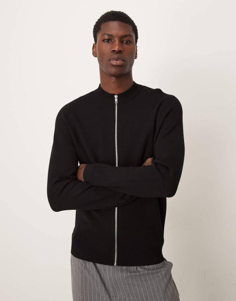 Mango - Strick-Oberteil in Schwarz mit Reißverschluss von Mango