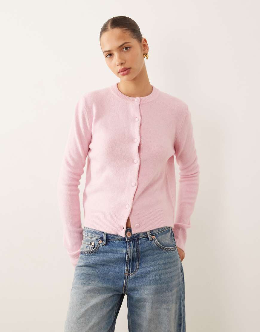 Mango - Strickjacke aus kompaktem Strick in Hellrosa von Mango