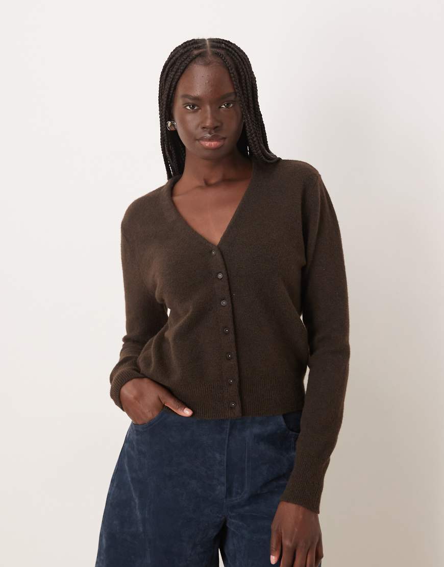 Mango - Strickjacke in Braun mit V-Ausschnitt-Brown von Mango