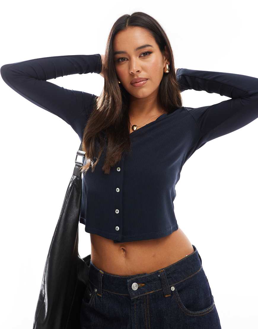 Mango - Strickjacke in Marineblau mit Knopfleiste-Schwarz von Mango