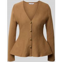 Mango Strickjacke mit V-Ausschnitt Modell 'TONA' in Camel, Größe M von Mango