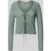 Mango Strickjacke mit Vorderseite zum Binden Modell 'GERANIO' in Schilf, Größe XL von Mango