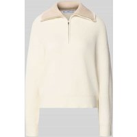 Mango Strickpullover aus Viskose-Mix mit Troyer-Kragen Modell 'RIZON' in Beige, Größe M von Mango