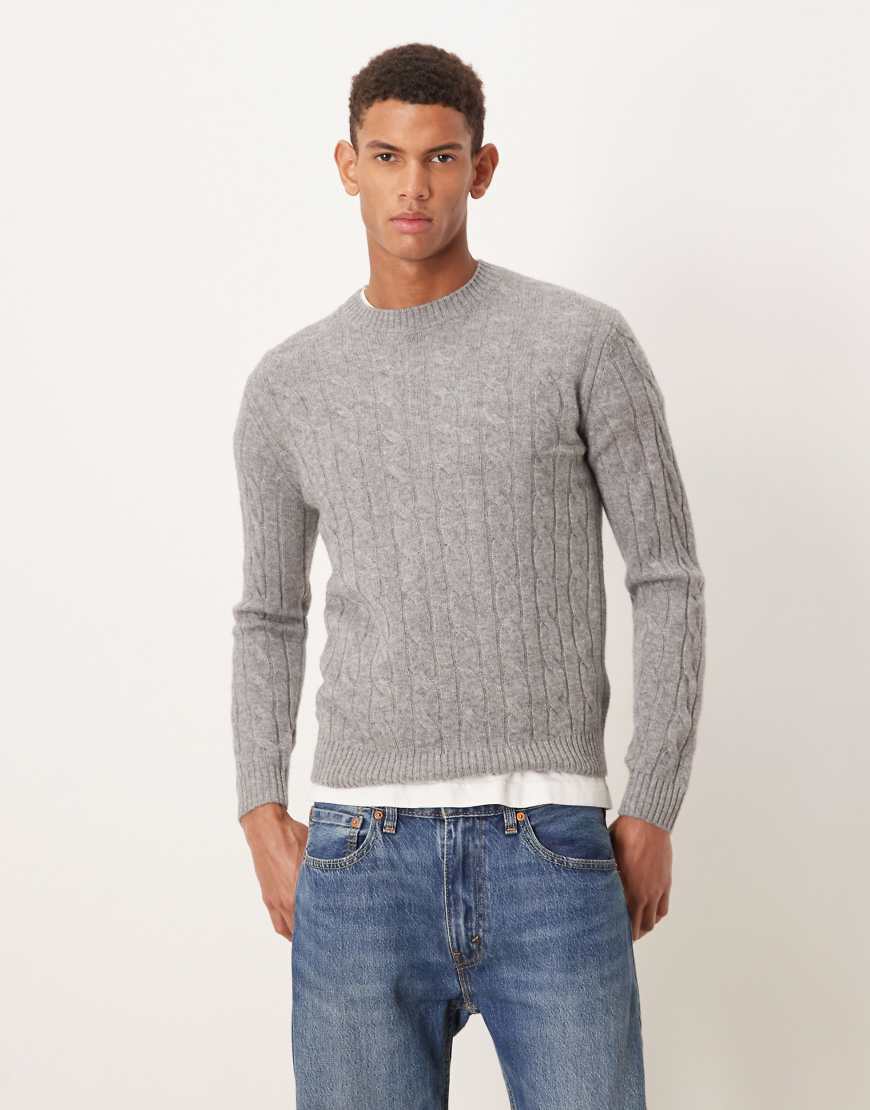 Mango - Strickpullover aus Wolle in Grau mit Zopfmuster Mango - Strickpullover aus Wolle in Grau mit Zopfmuster von Mango