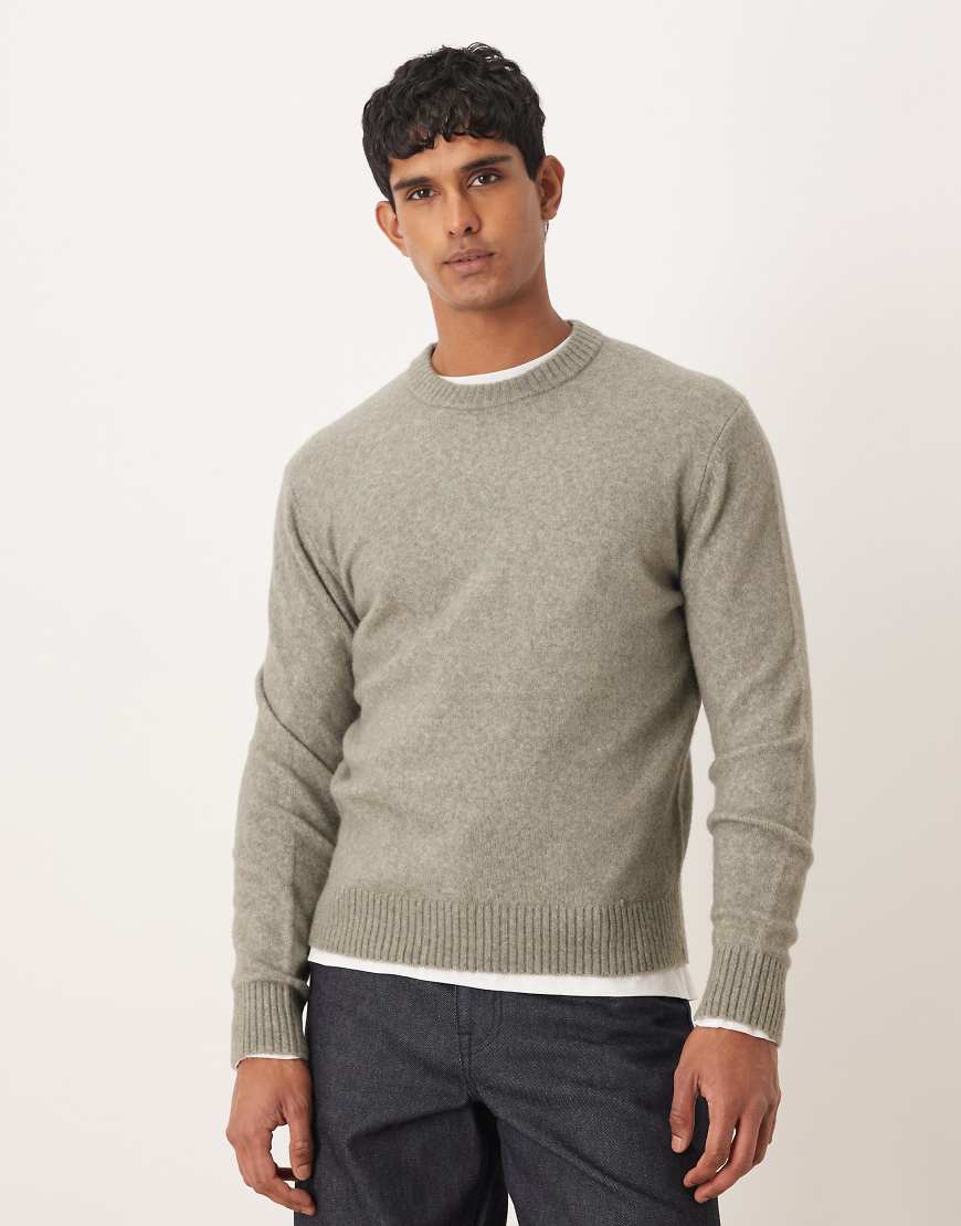 Mango - Strickpullover aus Wollmix in Salbeigrün mit Rundhalsausschnitt von Mango