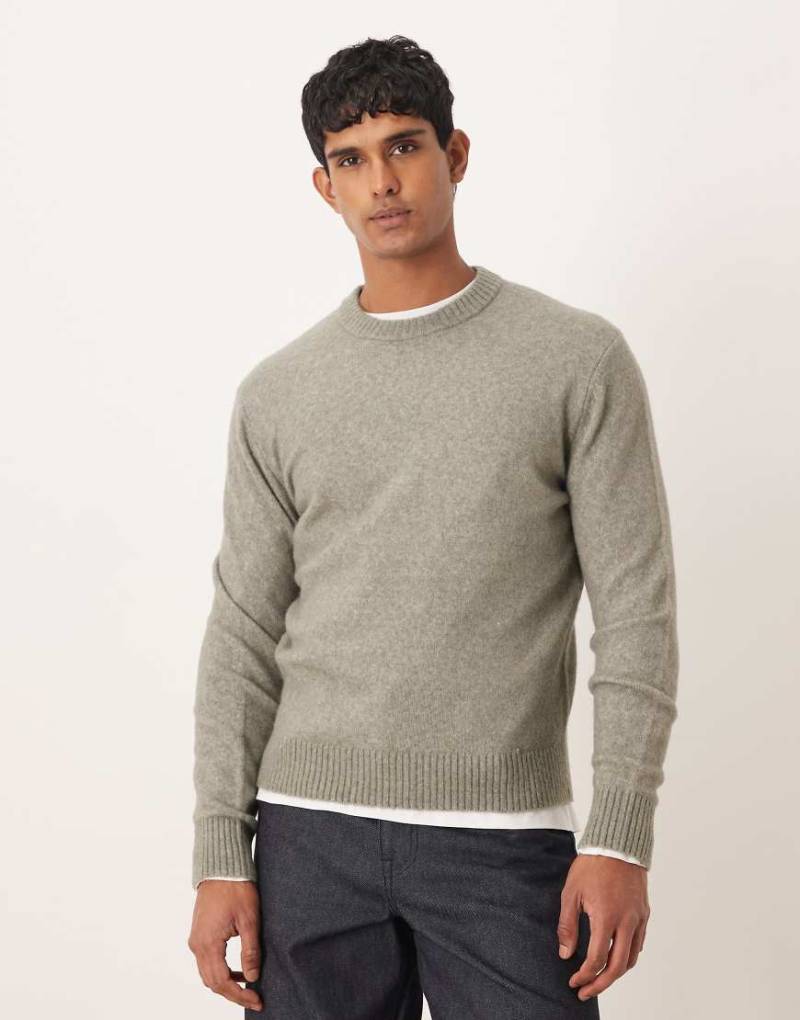 Mango - Strickpullover aus Wollmix in Salbeigrün mit Rundhalsausschnitt von Mango