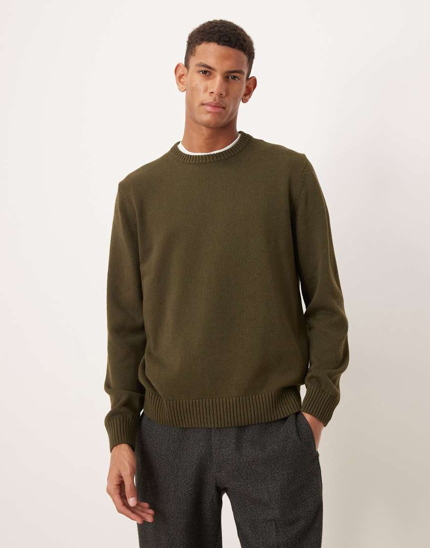 Mango - Strickpullover in Dunkelgrün mit Rundhalsausschnitt von Mango