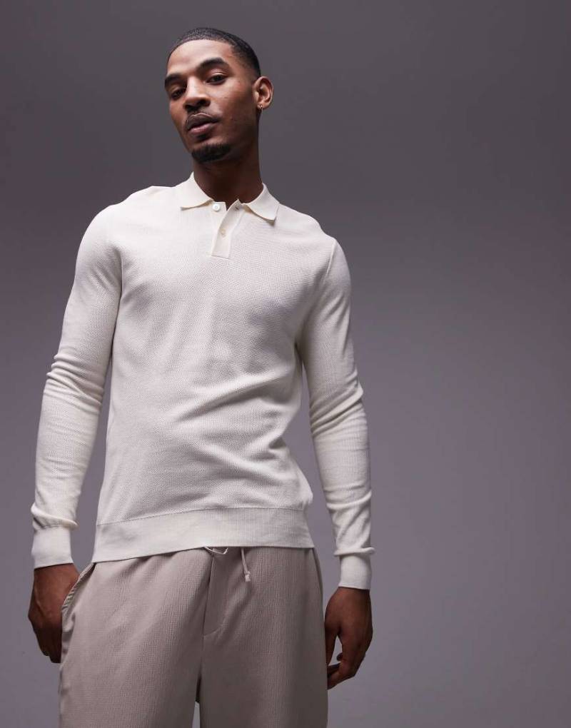 Mango - Strickpullover in Ecru mit Polokragen-Neutral von Mango
