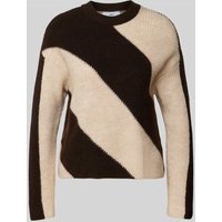 Mango Strickpullover mit Rundhalsausschnitt Modell 'TENIS' in Dunkelbraun, Größe L von Mango