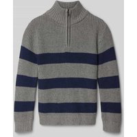Mango Strickpullover mit Troyer-Kragen in Mittelgrau Melange, Größe 116 von Mango