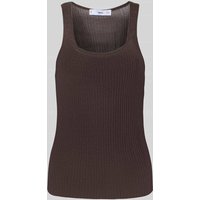 Mango Stricktop in semitransparentem Design Modell 'GERANIO' in Dunkelbraun, Größe M von Mango