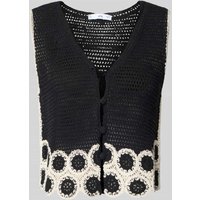 Mango Strickweste mit Stitching-Details Modell 'TON' in Black, Größe XS von Mango
