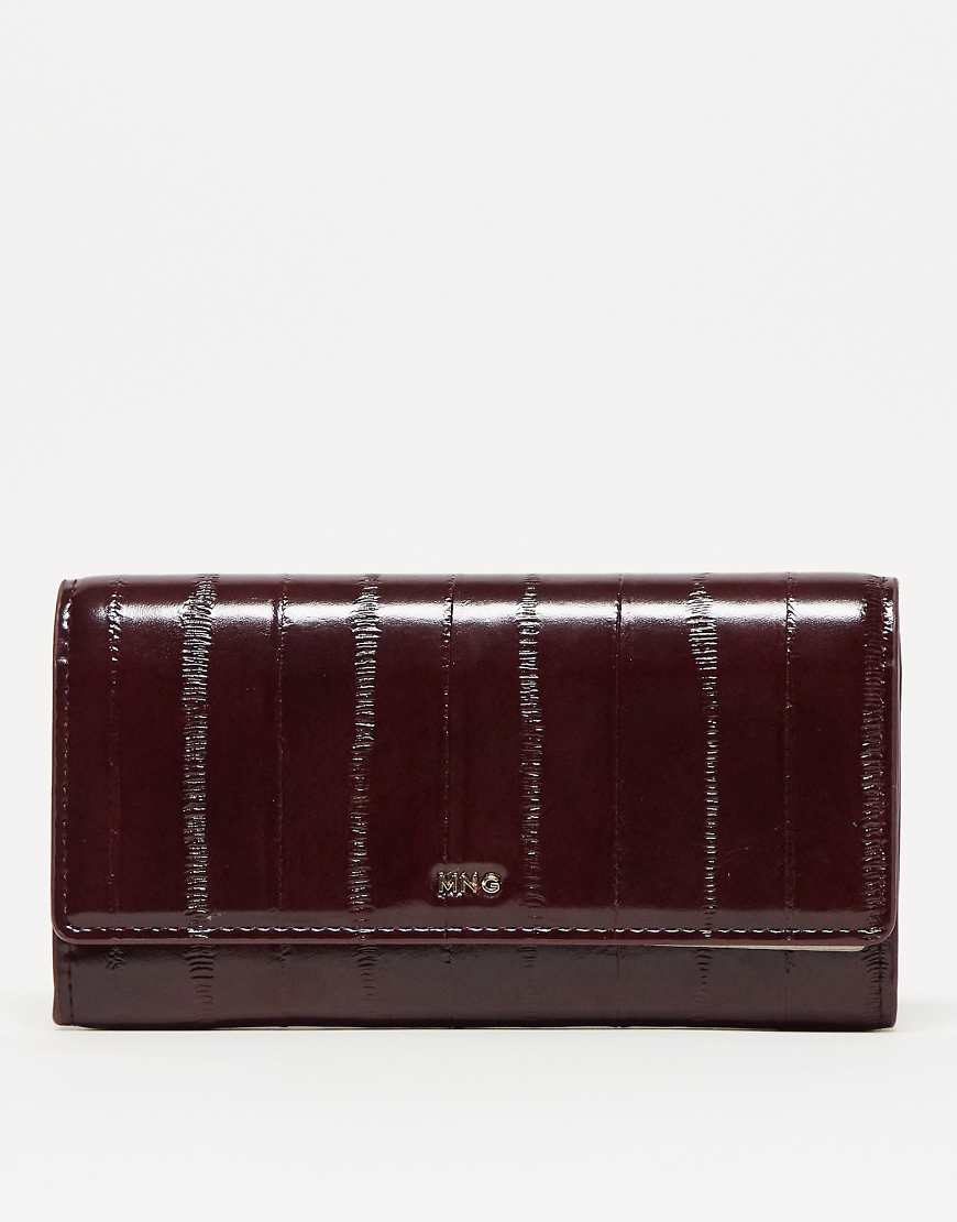 Mango - Strukturierte Geldbörse in Kirschrot mit Ziernaht von Mango