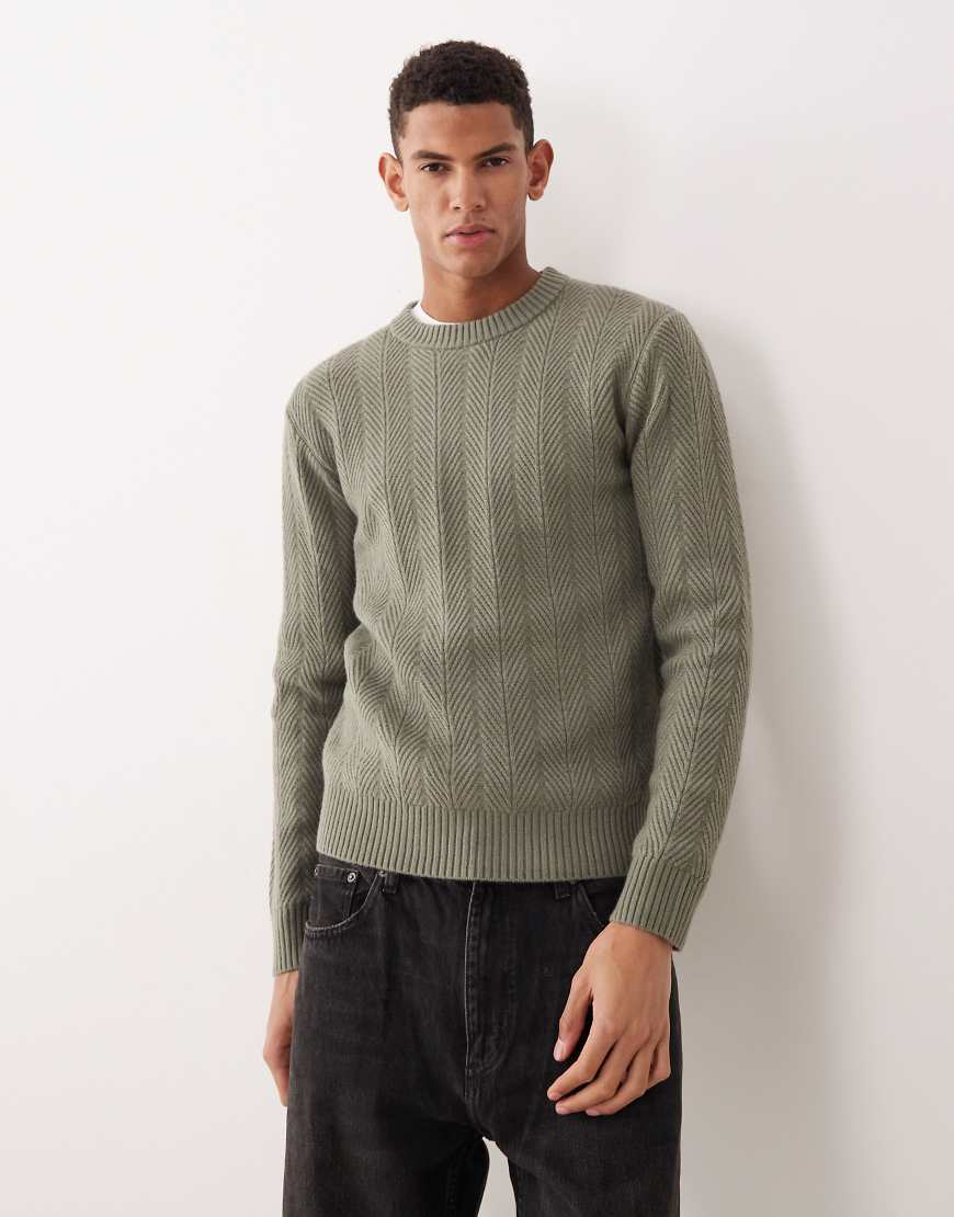 Mango - Strukturierter Strickpullover in Salbeigrün von Mango