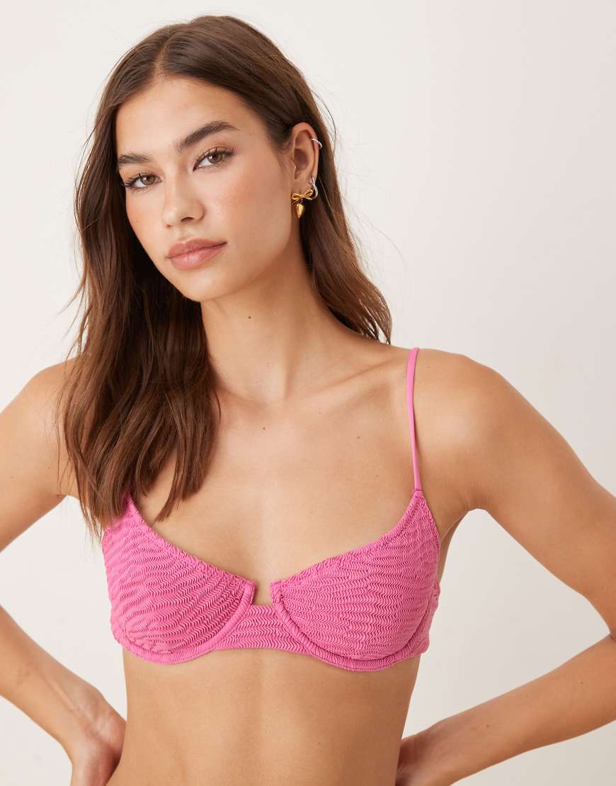 Mango - Strukturiertes Bikinioberteil in Rosa von Mango