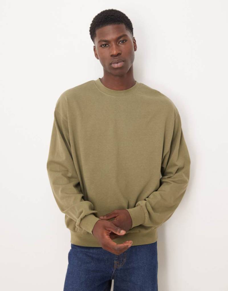 Mango - Sweatshirt aus Baumwolle in Khaki-Grün von Mango