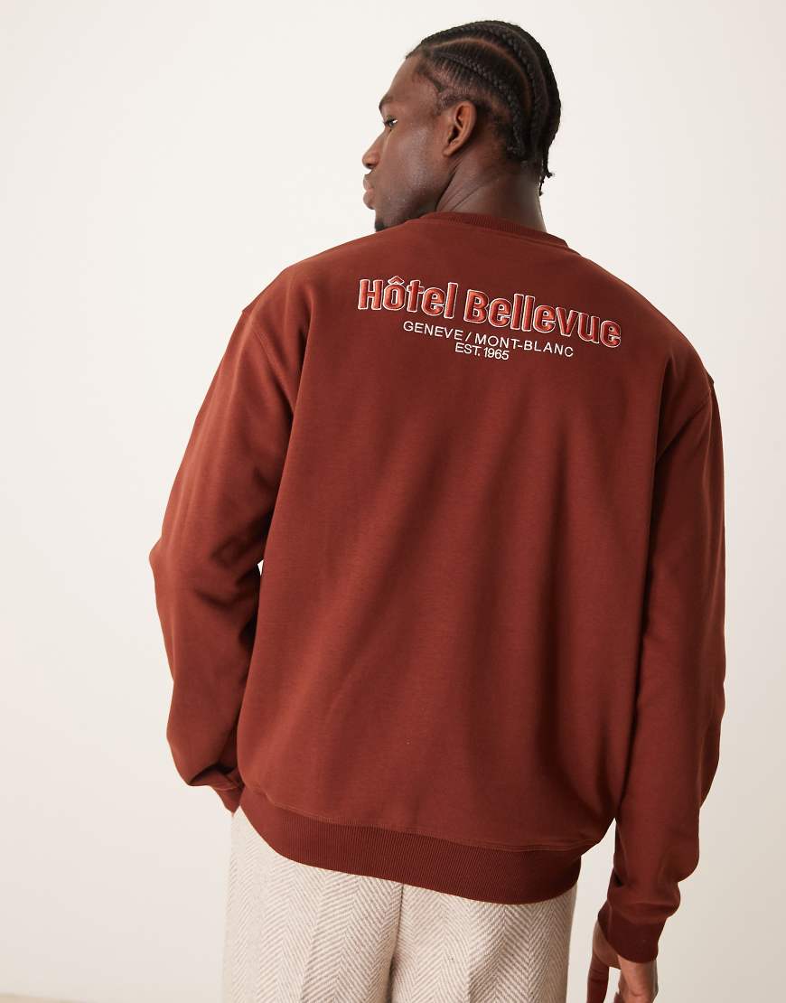 Mango - Sweatshirt in Burgunderrot mit Rundhalsausschnitt und Print von Mango