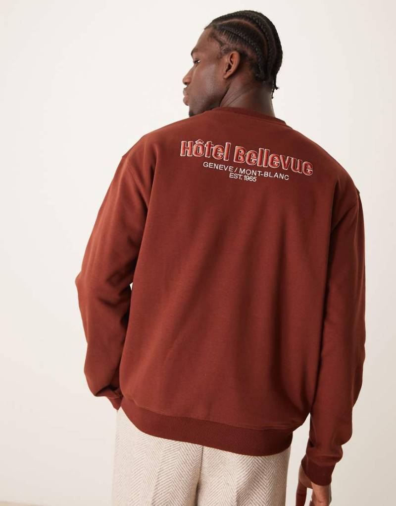 Mango - Sweatshirt in Burgunderrot mit Rundhalsausschnitt und Print von Mango