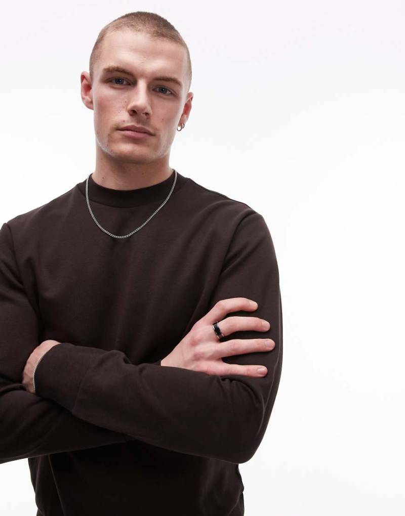 Mango - Sweatshirt in Dunkelbraun mit Rundhalsausschnitt von Mango