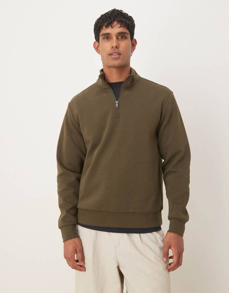 Mango - Sweatshirt in Dunkelgrün mit kurzem Reißverschluss von Mango