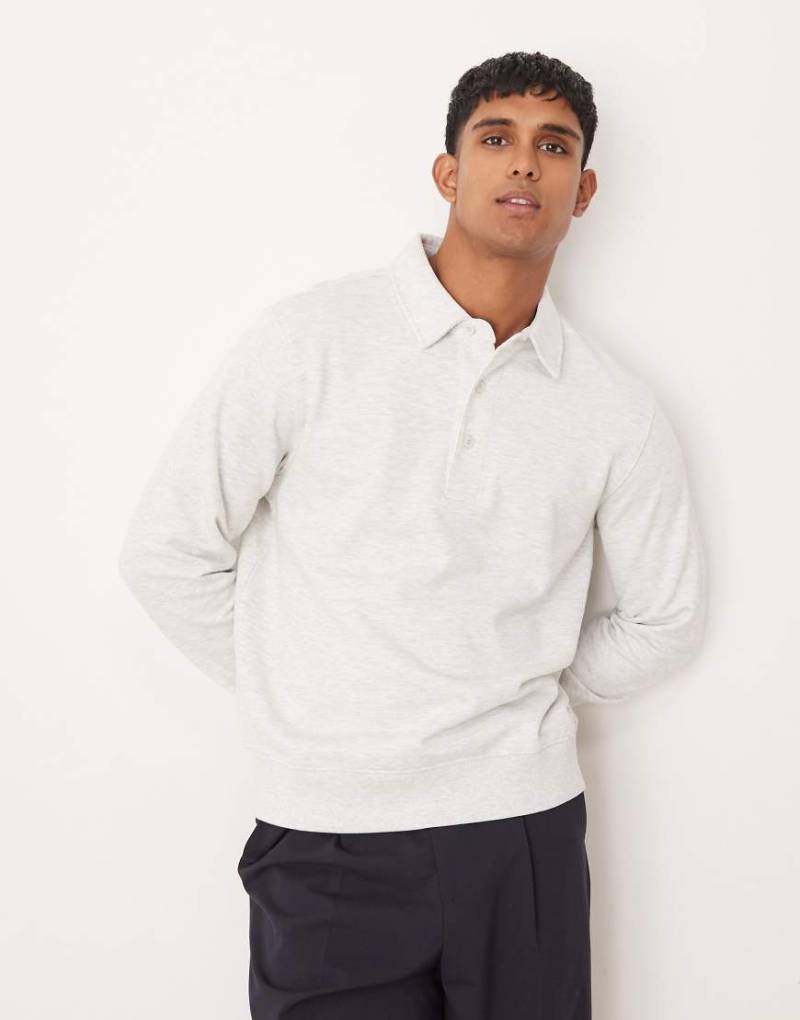 Mango - Sweatshirt in Grau mit Knopfleiste und Polokragen von Mango