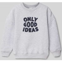 Mango Sweatshirt mit Statement-Stitching in Mittelgrau Melange, Größe 140 von Mango
