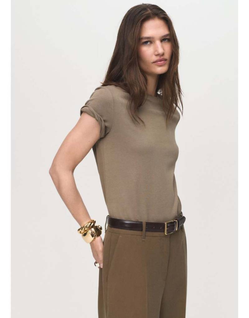 Mango - T-Shirt aus Baumwolle in Beige-Neutral von Mango