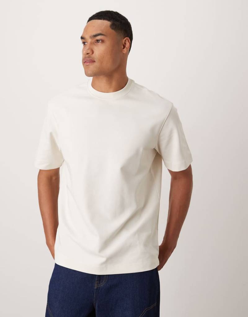 Mango - T-Shirt aus Baumwollmix in Ecru-Neutral von Mango