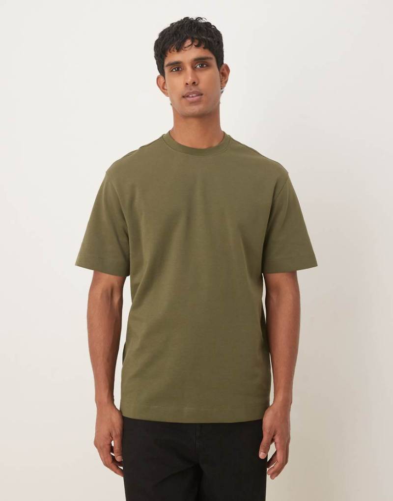 Mango - T-Shirt aus Baumwollmix in Khaki-Grün von Mango