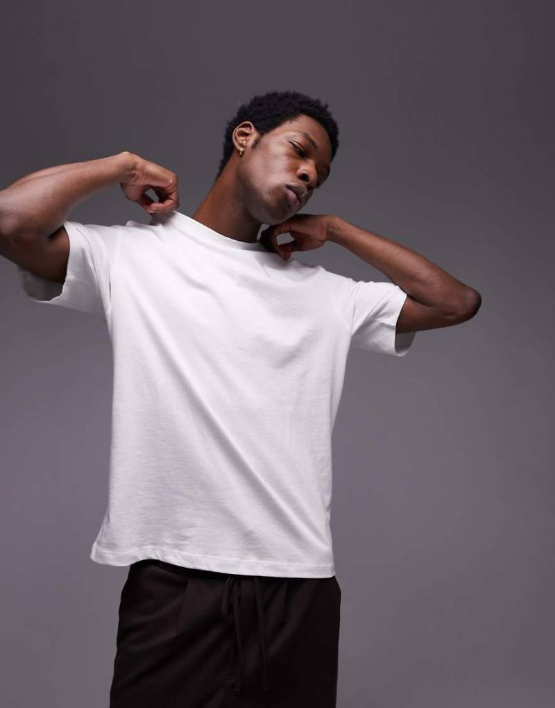 Mango - Premium - Baumwoll-T-Shirt in normaler Passform in Weiß-Neutral von Mango