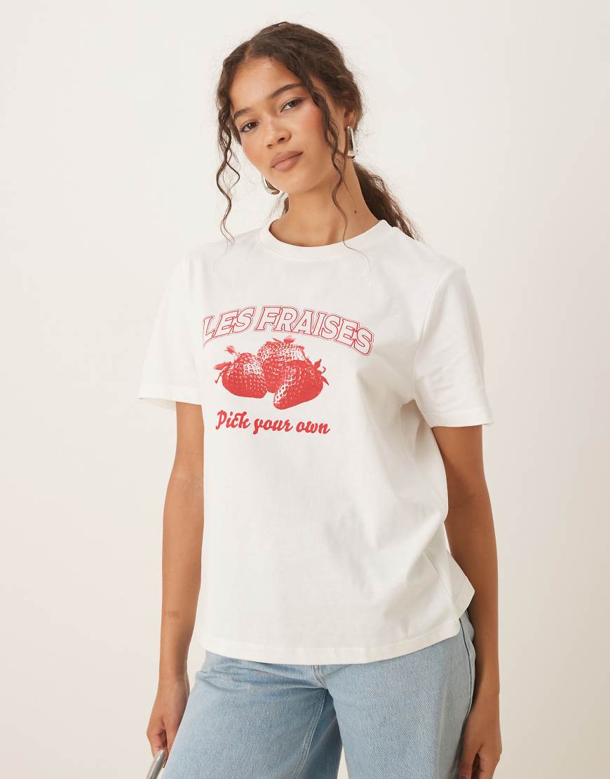 Mango - T-Shirt in Weiß mit Frucht-Print Mango - T-Shirt in Weiß mit Frucht-Print von Mango