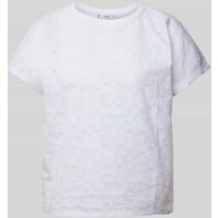 Mango T-Shirt mit Lochstickerei Modell 'LOTUS' in Weiss, Größe M von Mango