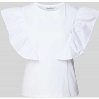 Mango T-Shirt mit Volants Modell 'POPE' in Weiss, Größe L von Mango