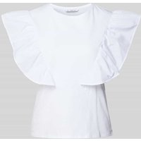 Mango T-Shirt mit Volants Modell 'POPE' in Weiss, Größe XS von Mango
