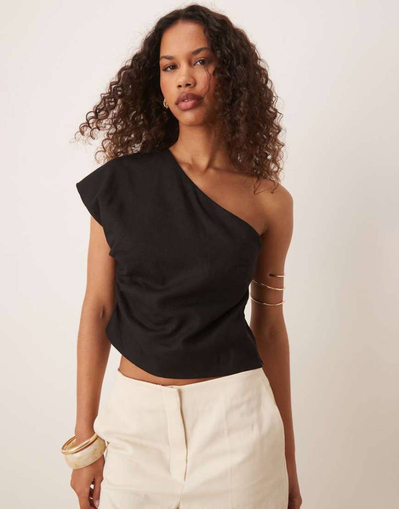 Mango - Tailliertes Oberteil in Schwarz mit One-Shoulder-Träger von Mango
